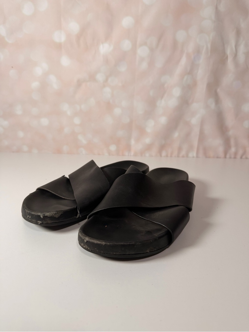 J. CREW Black Leather Slide Sandal